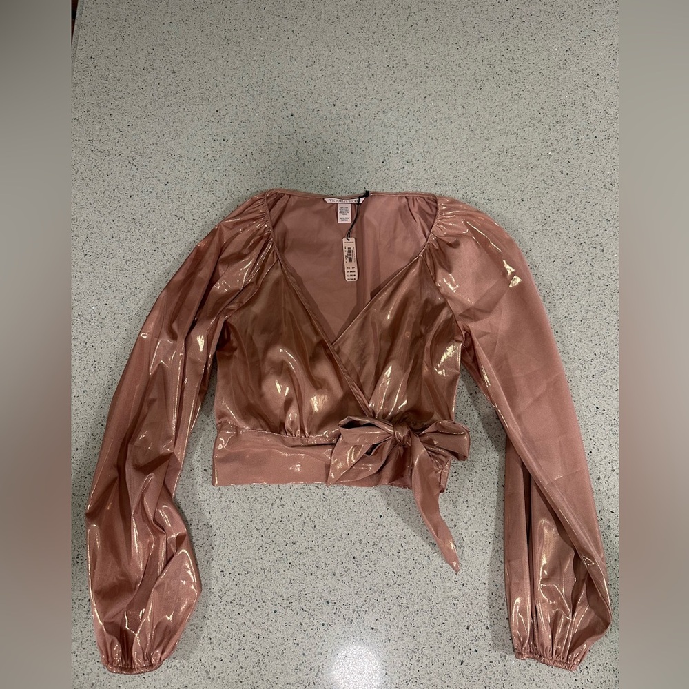 Victoria's Secret Rose Gold Crop Top Wrap Tie XS NWT